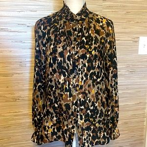 Doncaster Collection Blouse size 8 Ruffle Collar 💯 Polyester